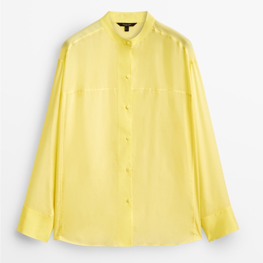 NWT Massimo Dutti Yellow 100% Silk Shirt